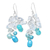 Pendientes colgantes de perlas cultivadas y cuarzo - Aretes colgantes de cuarzo y perlas cultivadas azules