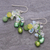 Multi-gemstone dangle earrings, 'Eye Candy in Green' - Green Cultured Pearl and Rainbow Moonstone Dangle Earrings (image 2b) thumbail