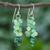 Quartz dangle earrings, 'Bubble Tea in Green' - Green Quartz and Glass Bead Dangle Earrings thumbail
