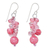 Quartz dangle earrings, 'Bubble Tea in Pink' - Pink Quartz and Glass Bead Dangle Earrings thumbail