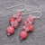 Quartz dangle earrings, 'Bubble Tea in Pink' - Pink Quartz and Glass Bead Dangle Earrings (image 2b) thumbail