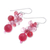 Quartz dangle earrings, 'Bubble Tea in Pink' - Pink Quartz and Glass Bead Dangle Earrings (image 2c) thumbail