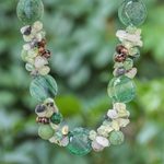 Multi-gemstone beaded necklace, 'Rainstorm' - Artisan Crafted Prehnite and Tiger's Eye Beaded Necklace