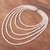 Cultured pearl strand necklace, 'Sheer Purity' - Cultured Pearl Five-Strand Necklace Handcrafted in Thailand (image 2c) thumbail
