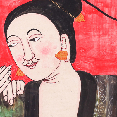 'Whisper of Love II' - Thai Temple Art Replica Sweethearts Painting