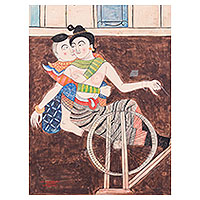 'Love Spin' - Painting of a Couple in Ancient Thai Temple Style