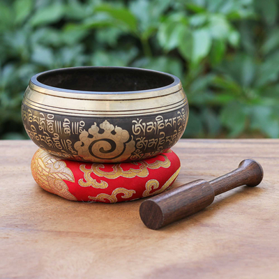 Juego de cuencos tibetanos de aleación de latón (3 piezas) - Juego de cuencos tibetanos de estilo budista (3 piezas)