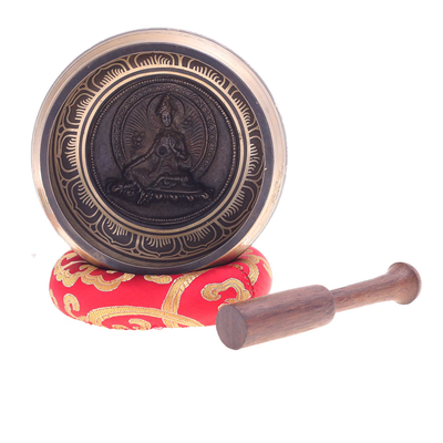 Brass alloy singing bowl set, 'Tara's Voice' (3 pieces) - Buddhist-Style Singing Bowl Set (3 Pieces)