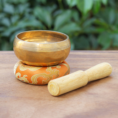 Brass alloy singing bowl set, 'Meditative Sound' (3 pieces) - Brass Singing Meditation Bowl Set from Thailand 93 Pieces)