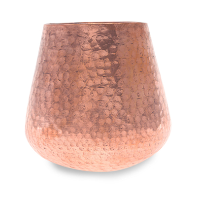 Hand-Crafted Decorative Hammered Copper Jar from Thailand
