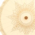 Cotton parasol, 'Motifs on Cream' - Hand-Painted Cotton and Bamboo Cream Parasol from Thailand