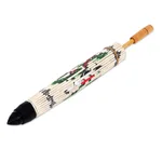 Saa paper parasol, 'Morning Cranes' - Hand-Painted White Crane Motif Saa Paper Decorative Parasol