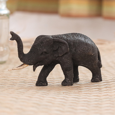 Estatuilla de madera de teca - Estatuilla de elefante de madera de teca hecha a mano