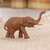 Teak wood statuette, 'Step on Toes' - Handmade Teak Wood Elephant Statuette from Thailand