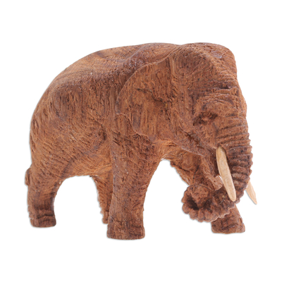 Hand Crafted Teak Wood Elephant Statuette