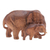 Teak wood statuette, 'Mother's Protection' - Thai Teak Wood Elephant Statuette with Ivory Wood Tusks