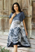 Hand-painted batik cotton a-line dress, 'Chiang Mai Breeze' - Hand-Painted Batik Cotton A-Line Dress