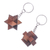 Wood keychains, 'Star and Burr' (pair) - Tiny Wood Puzzle Keychains (Pair) (image 2b) thumbail