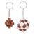Wood keychains, 'Snake and Falling Star' (pair) - Real Wood Puzzle Keychains (Pair)
