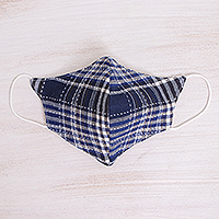 Cotton face mask, 'Chiang Mai Blues' - Handcrafted Cotton Face Mask