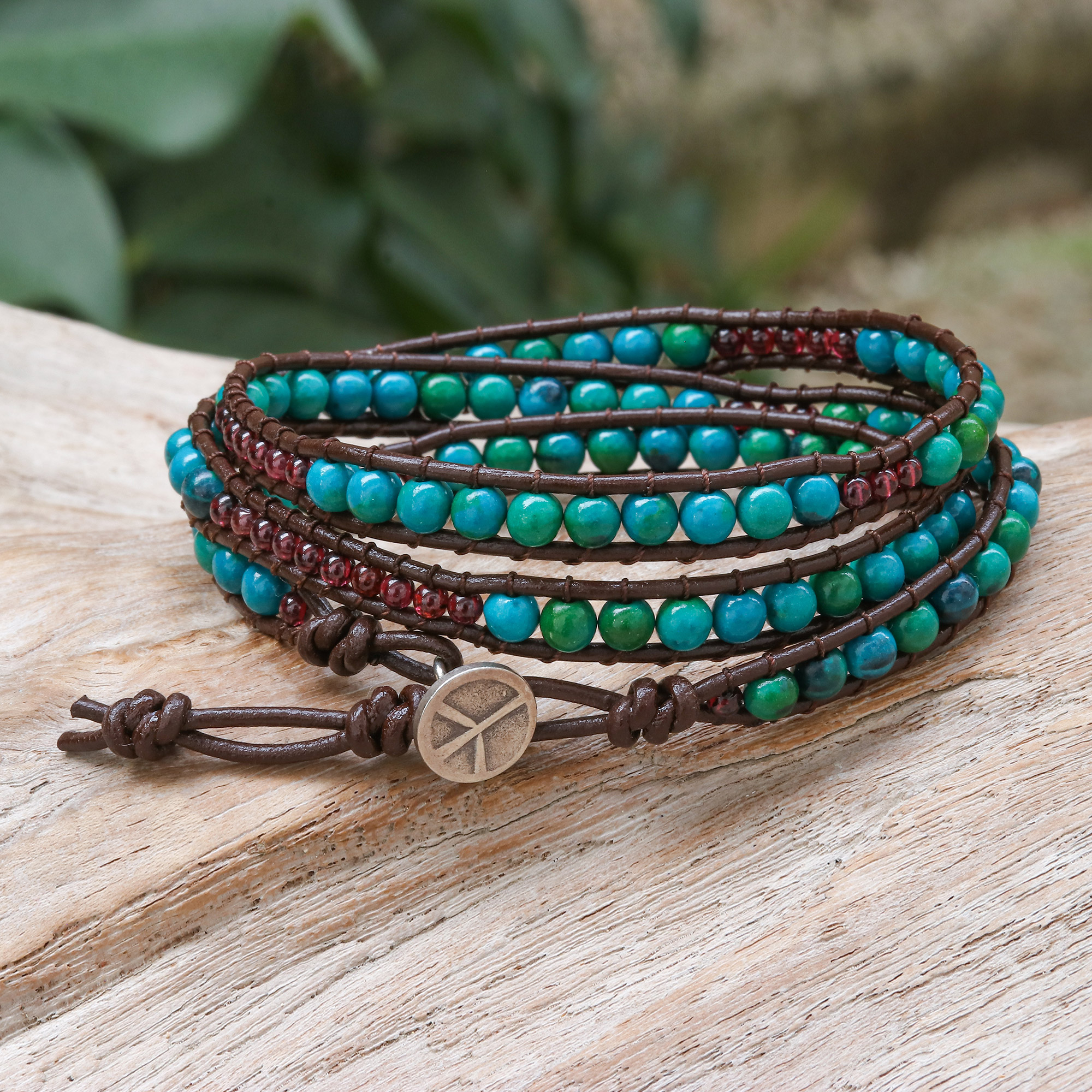 Leather Wrap Bracelet with Semiprecious Stone Crystal and Handmade Beads   HighQuality EcoFriendly Mats Gear Props Clothing and Accessories