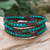 Serpentine and garnet beaded wrap bracelet, 'Mae Ping Currents' - Artisan Crafted Gemstone Wrap Bracelet (image 2b) thumbail