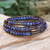 Lapis lazuli beaded wrap bracelet, 'Mae Ping Reflections' - 950 Silver and Lapis Lazuli Wrap Bracelet (image 2b) thumbail