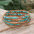 Beaded wrap bracelet, 'Sukhothai Sky' - Silver and Leather Beaded Wrap Bracelet (image 2b) thumbail