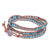 Beaded wrap bracelet, 'Sukhothai Sky' - Silver and Leather Beaded Wrap Bracelet (image 2c) thumbail