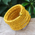 Wickelarmband aus Holzperlen, „Sunshine Spin“ (2,5 Zoll) – Breites gelbes Wickelarmband aus Holzperlen mit Glöckchen (2,5 Zoll)