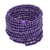 Wood beaded wrap bracelet, 'Purple Spin' (2.5 In) - Wide Purple Beaded Wood Wrap Bracelet with Bells (2.5 In)