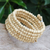 Wood beaded wrap bracelet, 'Ivory Spin' (1 in) - Off White Beaded Wood Wrap Bracelet with Bells (1 In) (image 2) thumbail