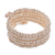 Wood beaded wrap bracelet, 'Ivory Spin' (1 in) - Off White Beaded Wood Wrap Bracelet with Bells (1 In) thumbail