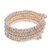 Wood beaded wrap bracelet, 'Ivory Spin' (1 in) - Off White Beaded Wood Wrap Bracelet with Bells (1 In) (image 2d) thumbail