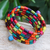 Wood beaded wrap bracelet, 'Confetti Spin' (1 in) - Multicolor Wood Cylinder Beaded Bracelet with Bells (1 In) (image 2b) thumbail