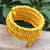 Wood beaded wrap bracelet, 'Sunshine Spin' (1 in) - Yellow Beaded Wood Wrap Bracelet with Bells (1 In) thumbail