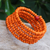 Wood beaded wrap bracelet, 'Tangerine Spin' (1 in) - Orange Beaded Wood Wrap Bracelet with Bells (1 In) (image 2) thumbail
