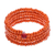 Wood beaded wrap bracelet, 'Tangerine Spin' (1 in) - Orange Beaded Wood Wrap Bracelet with Bells (1 In) (image 2d) thumbail