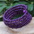 Wood beaded wrap bracelet, 'Purple Spin' (1 in) - Purple Beaded Wood Wrap Bracelet with Bells (1 In) (image 2b) thumbail