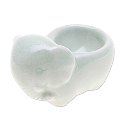 Huevera de cerámica celadón - Huevera de cerámica celadón aguamarina