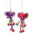 Cotton-blend ornaments, 'Mini Tusk in Purple-Pink' (pair) - Hand Crafted Cotton-Blend Ornaments from Thailand (Pair)