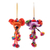 Cotton-blend ornaments, 'Pachyderm Charm' (pair) - Multicoloured Elephant Ornaments (Pair)