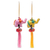 Cotton-blend ornaments, 'Festive Tusk in Pink-Yellow' (pair) - Cotton-Blend Elephant Ornaments from Thailand (Pair)