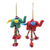 Cotton-blend ornaments, 'Festive Pachyderms' (pair) - Embellished Elephant Ornaments (Pair)