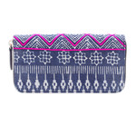 Block print cotton wallet, 'Fuchsia Wave' - Handcrafted Block Print Cotton Wallet from Thailand