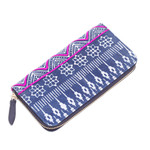 Block print cotton wallet, 'Fuchsia Wave' - Handcrafted Block Print Cotton Wallet from Thailand