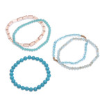 Quartz beaded stretch bracelets, 'Fancy Dream in Turquoise' (set of 5) - Set of 5 Turquoise Beaded Stretch Bracelets from Thailand