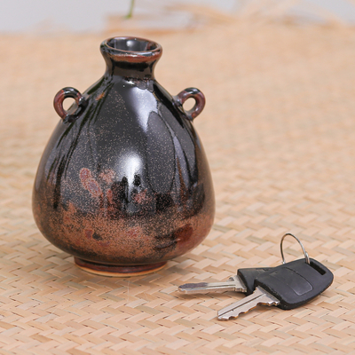 Ceramic bud vase, 'Chiang Mai Rustic' - Handcrafted Ceramic Bud Vase from Thailand