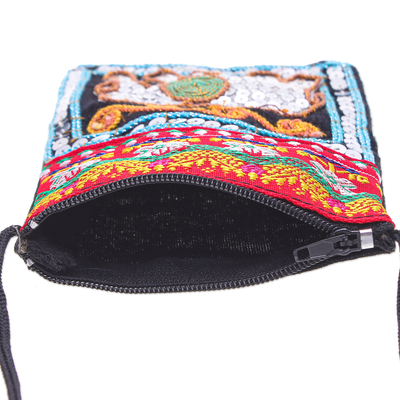Embellished cotton-blend sling, 'Elephant Dazzle' - Small Thai-Style Sling