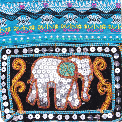 Embellished sling bag, 'Elephant Chic' - Small Handcrafted Sling from Thailand
